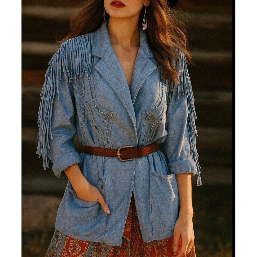 Vintage Open Jacket Western Fringe